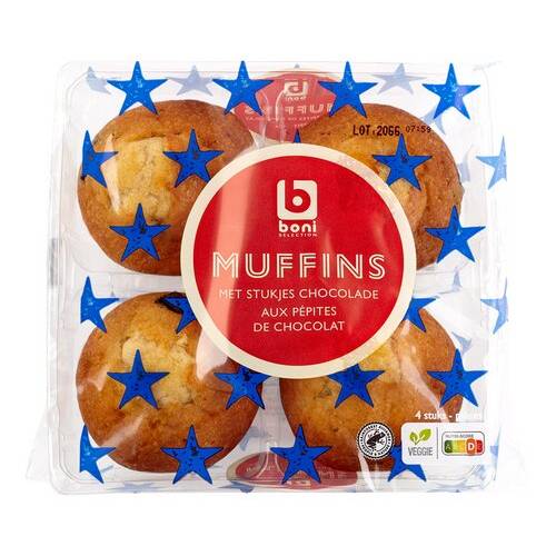 BONI Muffins chocoladestukjes 4x75g