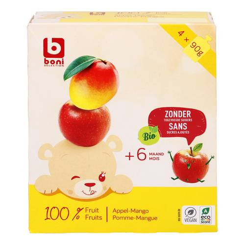 BONI baby appel mango pouch Bio+6 4x90g
