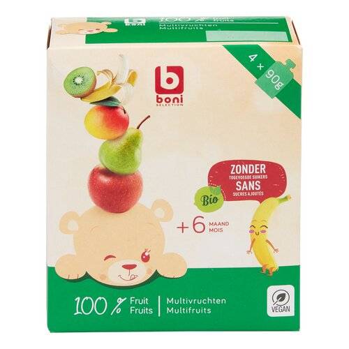 BONI baby multivruchten Bio +6m 4x90g