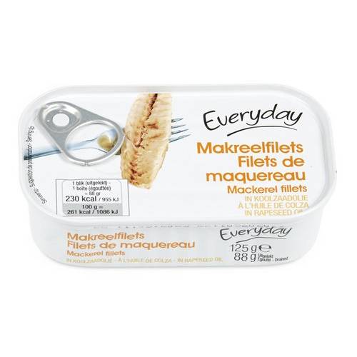 EVERYDAY makreelfilets koolzaadolie 125g