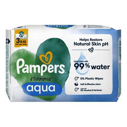 PAMPERS babydoekjes harmonie aqua 3x48st