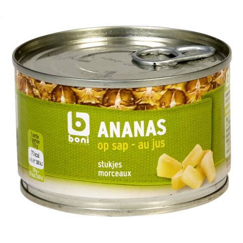 BONI ananas op sap stukjes blik 227g