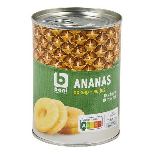 BONI ananas schijven op sap blik 567g