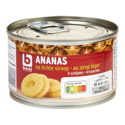BONI ananas schijven op siroop blik 227g