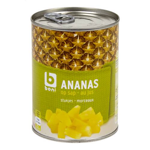 BONI ananas stukjes op sap blik 567g