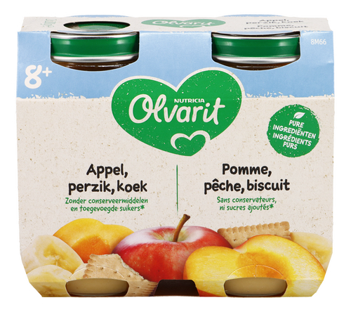 OLVARIT appel perzik koek 8m+ 2x200g
